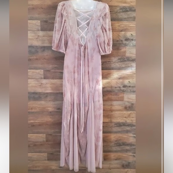 Free people viola sheet floral velvet burnout beaded maxi dress small - Picture 6 of 16